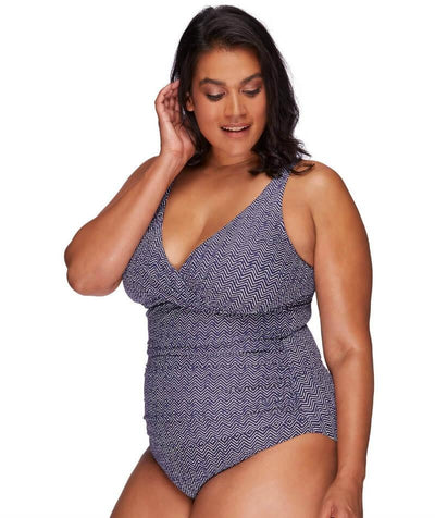 Artesands Zig Zag Delacroix Cross Front D-G Cup One Piece Swimsuit - Navy Swim