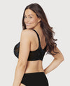 Glamorise Lacey T-Back Front-Closure WonderWire Bra - Black Bras