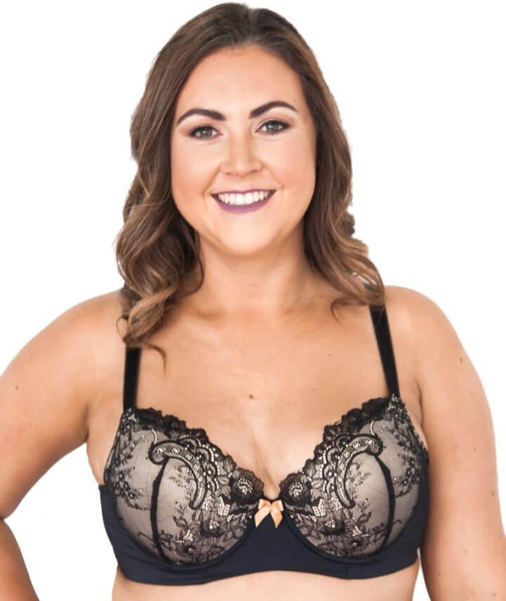 Buy E Cup Ladies Big Size 3/4 Cup Front Clip Bra Black Bralette Deep V  Women's Bras calcinha Large Cup Factory Nude Cup Size 95E at