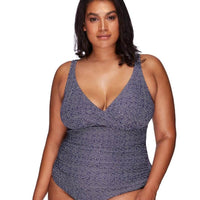 Artesands Zig Zag Delacroix Cross Front D-G Cup One Piece Swimsuit - Navy