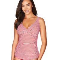 Sea Level Sorrento Stripe Cross Front B-DD Cup Singlet Top - Red