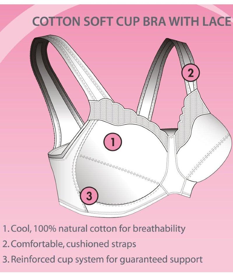 Exquisite Form Fully Cotton Soft Cup Wirefree Bra With Lace White
