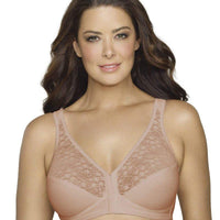 Exquisite Form Fully Front Close Wire-free Posture Bra With Lace - Beige