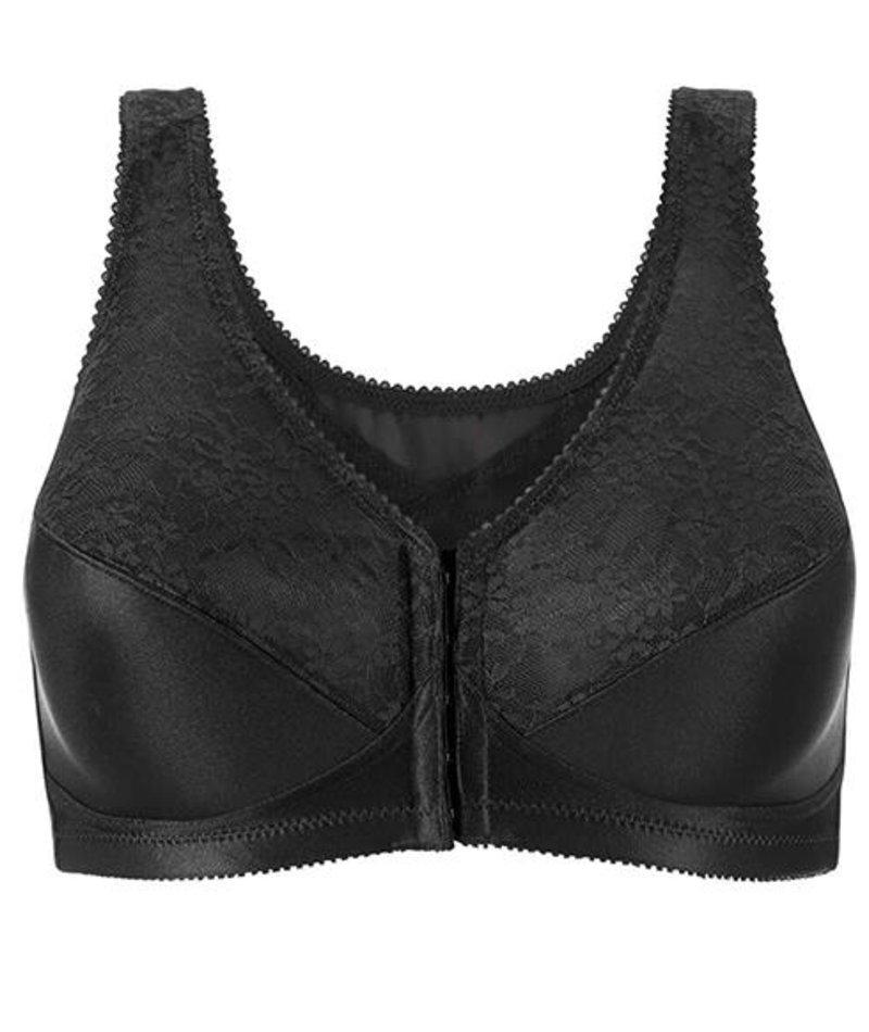 Exquisite Form Front-Close Cotton Posture Control Bra in Black
