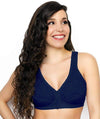 Exquisite Form Fully Front Close Wire-free Posture Bra With Lace - Navy Bras