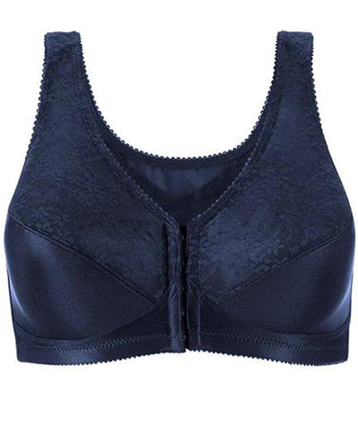 Exquisite Form Fully Front Close Wire-free Posture Bra With Lace - Navy Bras