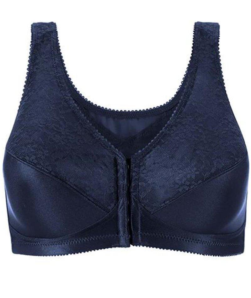 Exquisite Form Fully Front Close Wire-free Posture Bra With Lace - Nav -  Curvy Bras