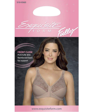 Exquisite Form Fully Front Close Wire-free Posture Bra With Lace - Walnut Bras