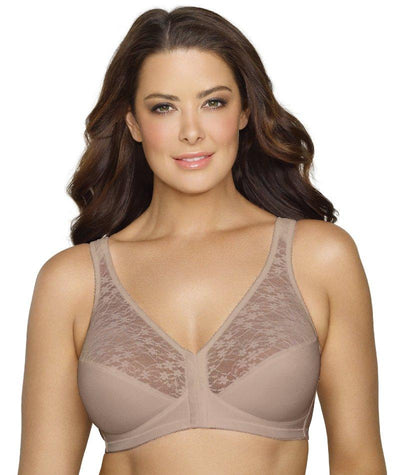 Exquisite Form Fully Front Close Wire-free Posture Bra With Lace - Walnut Bras