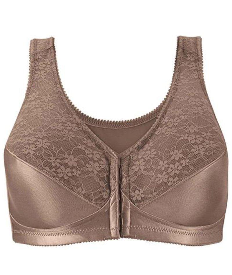 Exquisite Form Fully Front Close Wire-free Posture Bra With Lace - Walnut Bras
