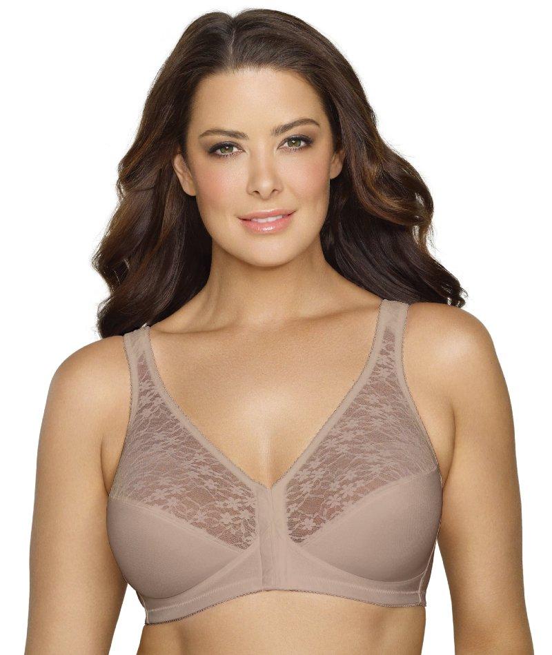 Exquisite Form Fully Front Close Wire-free Posture Bra With Lace - Walnut Bras 