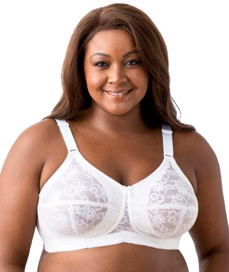 Elila Embroidered Lace Wire-free Bra - White - Curvy Bras