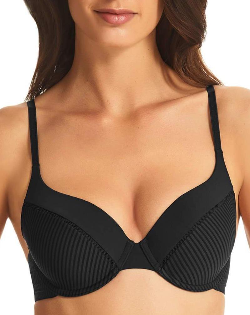 Finelines Embrace T Shirt Bra - Black - Curvy Bras