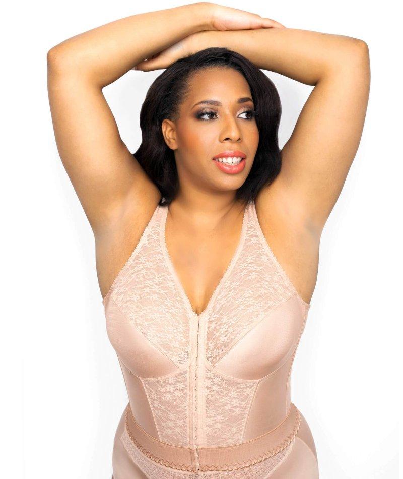 Exquisite Form Fully Front Close Wire-free Longline Posture with Lace Bra - Rose Beige Bras