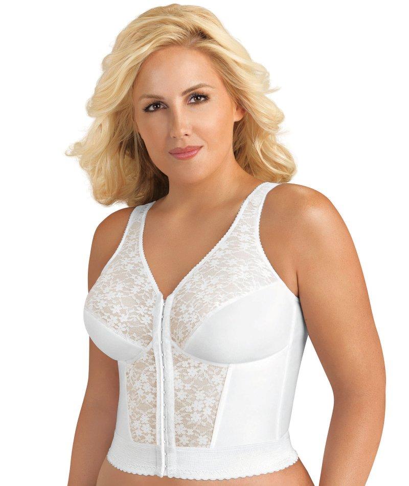 Exquisite Form Fully Front Close Wire-free Longline Posture with Lace Bra -  White