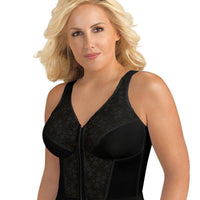 Exquisite Form Fully Front Close Wire-free Longline Posture with Lace Bra- Black