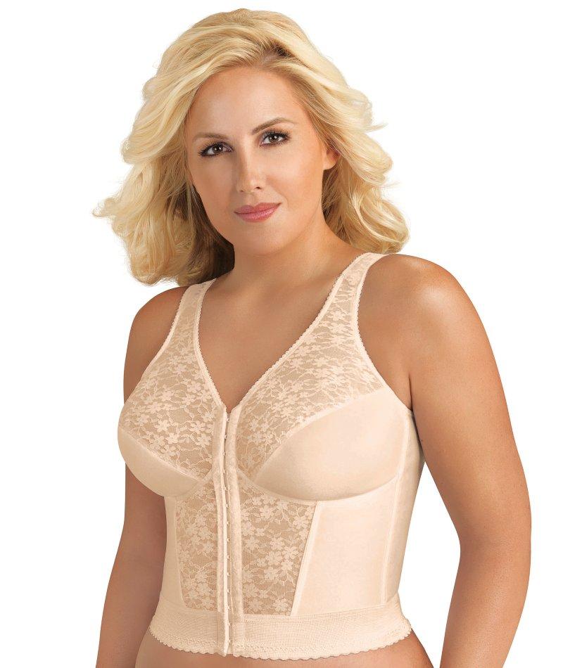 Exquisite Form Fully Front Close Wire-free Longline Posture with Lace Bra -  Rose Beige