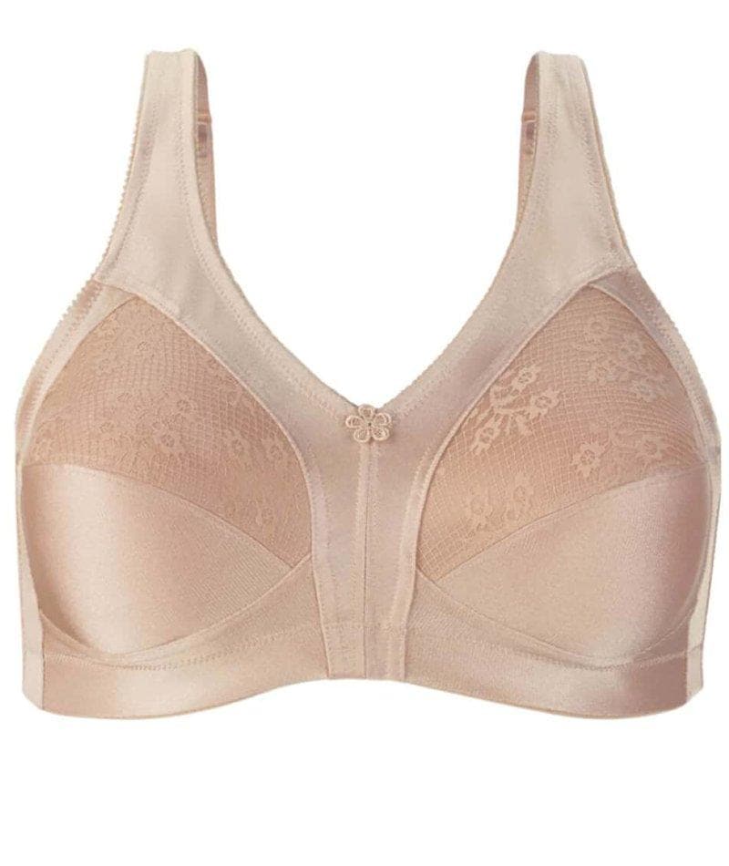 Exquisite Form Fully Side Shaping Bra With Floral Rose Beige Curvy Bras