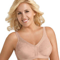 Exquisite Form Fully Side Shaping Wire-Free Bra With Floral - Rose Beige