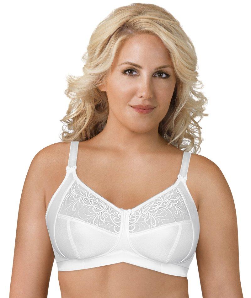Exquisite Form Fully Soft Cup Bra With Embroidered Mesh - White - Curvy Bras