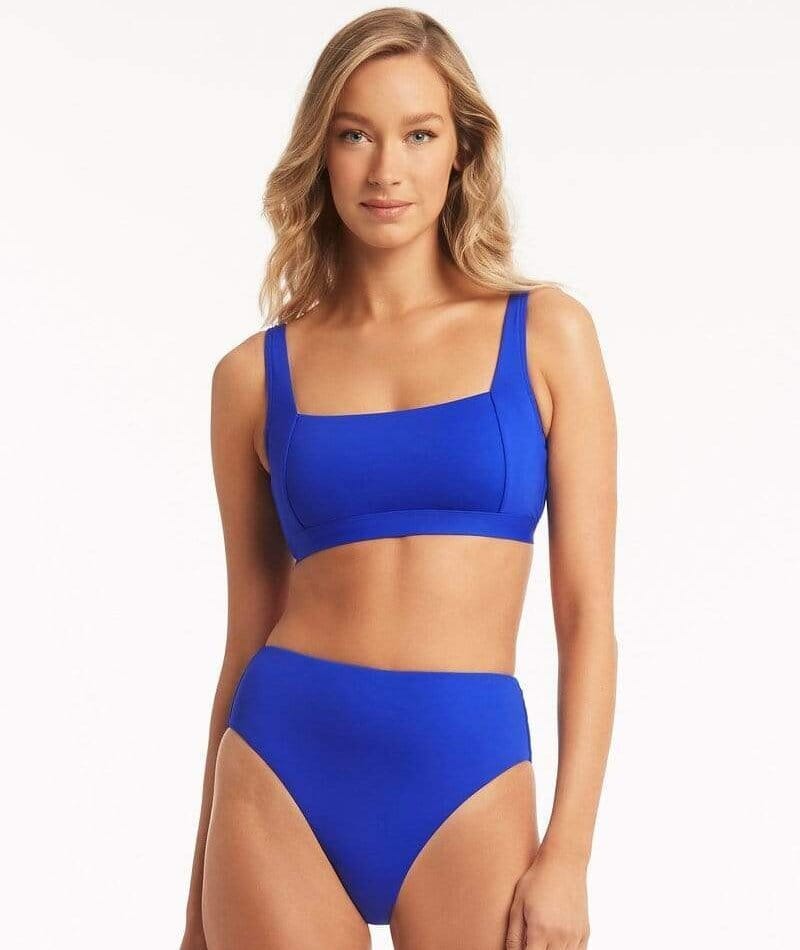 Sea Level Eco Essentials Retro High Waist Bikini Brief - Cobalt Swim