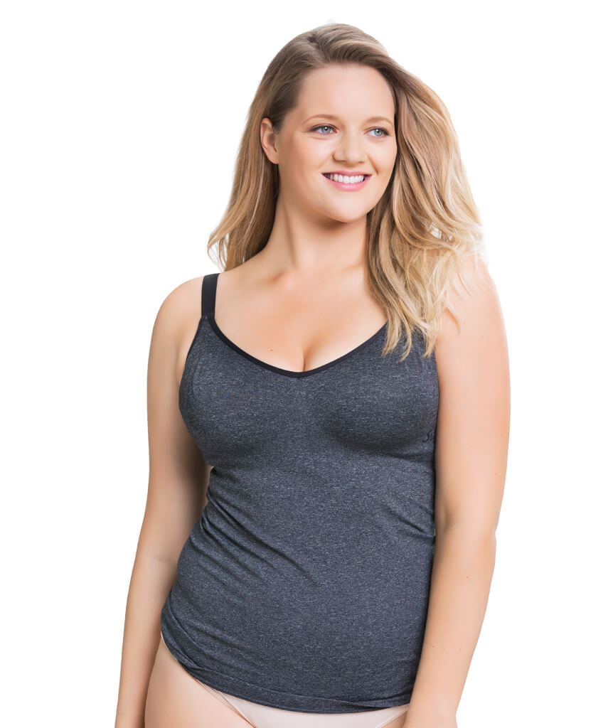 Sugar Candy Fuller Bust Seamless F-HH Cup Lounge Tank - Charcoal