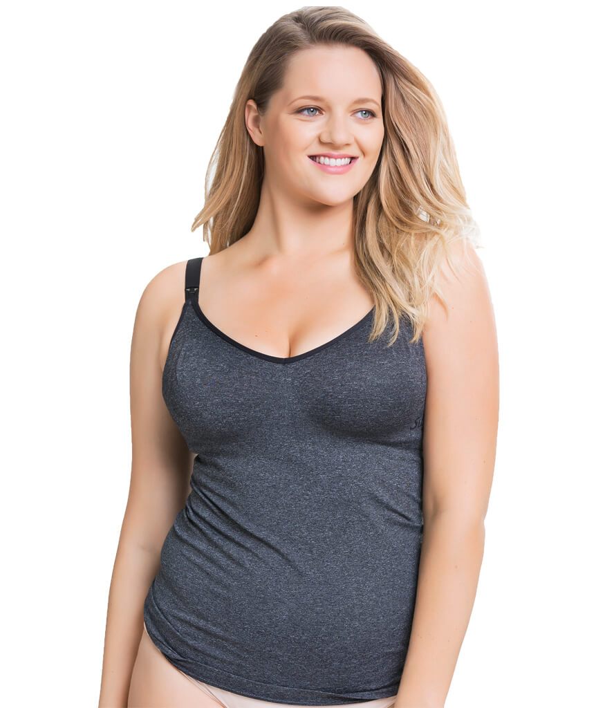 Sugar Candy Fuller Bust Seamless F-HH Cup Nursing Tank - Charcoal Sleep / Lounge