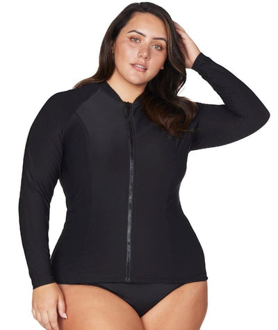 Artesands Hues Seurat Sun Safe Long Sleeve Rash Top - Black Swimwear