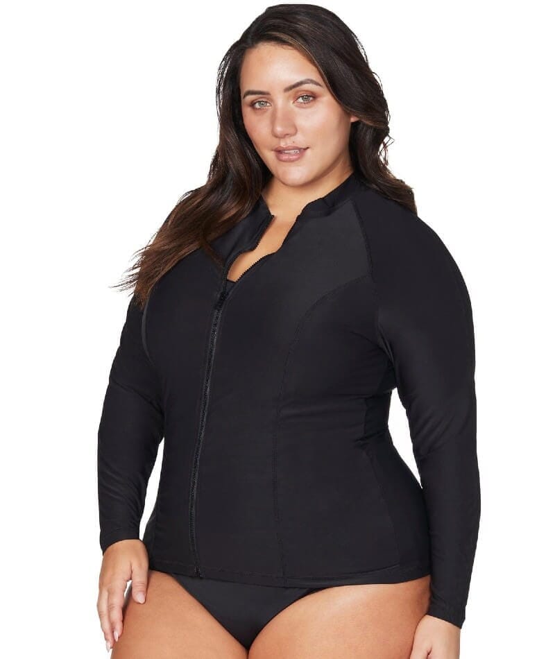 Artesands Hues Seurat Sun Safe Long Sleeve Rash Top - Black Swimwear