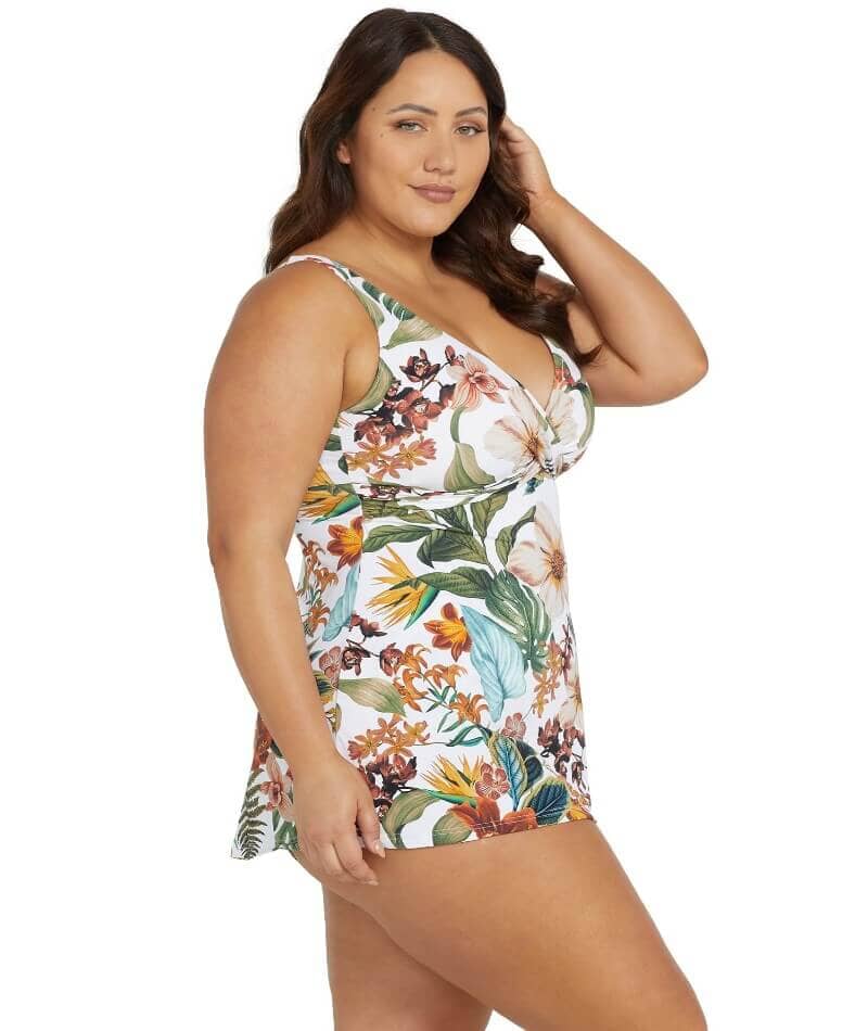 plus size white swim dress Artesands Into the Saltu Delacroix Cross Over D-G Cup Swimdress - Whit