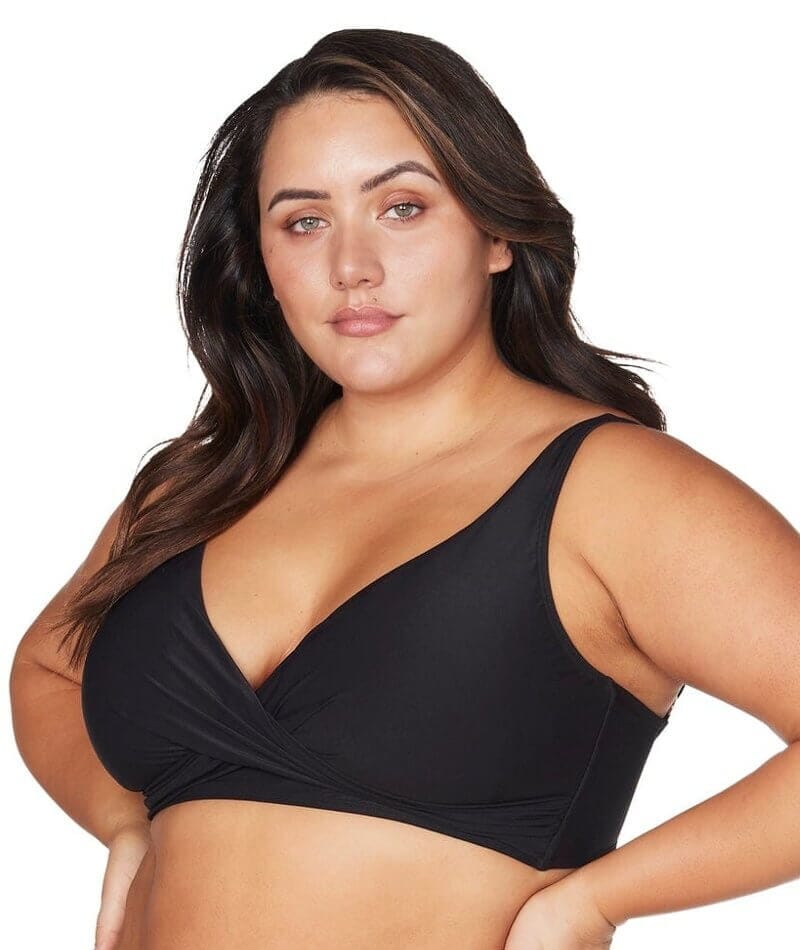 Artesands Recycled Hues Delacroix Cross Front D-G Cup Bikini Top - Black Swim