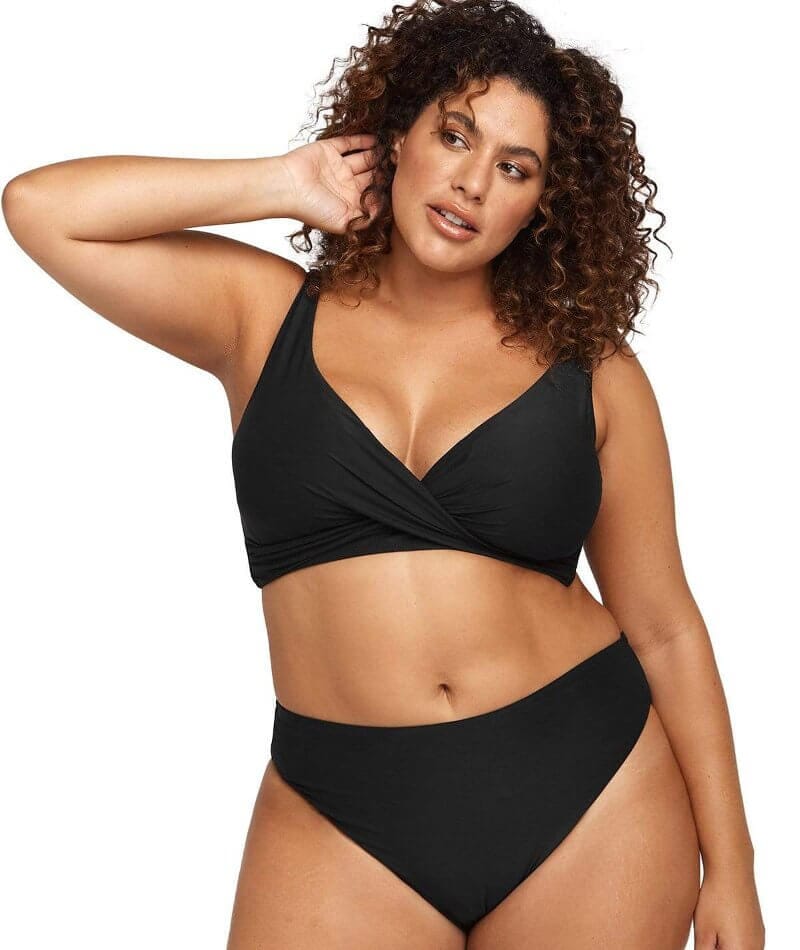 Artesands Recycled Hues Delacroix Cross Front D-G Cup Bikini Top - Black Swim