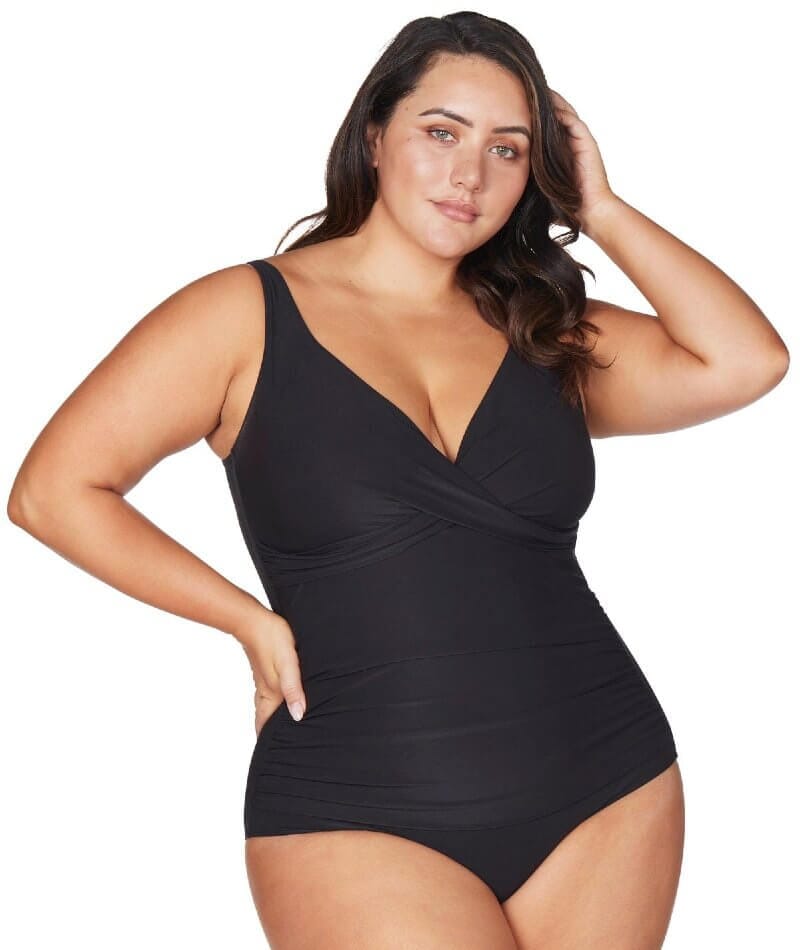 Artesands Recycled Hues Delacroix Cross Front D-G Cup One Piece Swimsuit -  Black