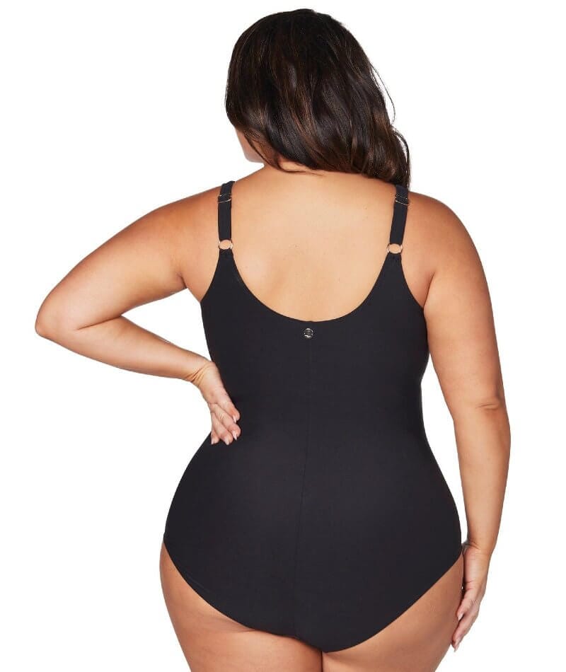 Artesands Recycled Hues Delacroix Cross Front D-G Cup One Piece Swimsuit - Black Swim