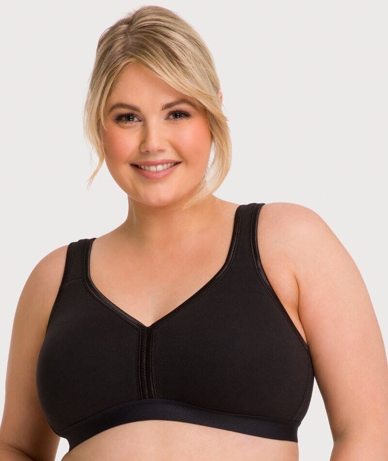 Ava & Audrey Faye Cotton Wire-free Support Bra - Black Bras