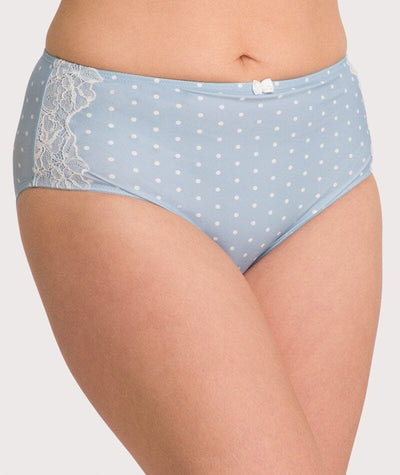 Lane Bryant Cotton High-Leg Brief Panty With Lace Waist / Maritime Blue