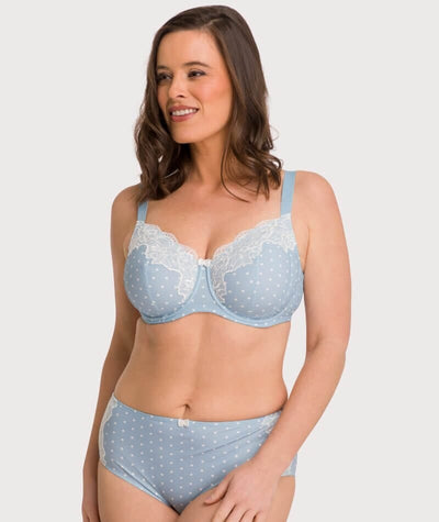 Ava & Audrey Jacqueline Full Brief with Lace - Blue/Ivory Knickers