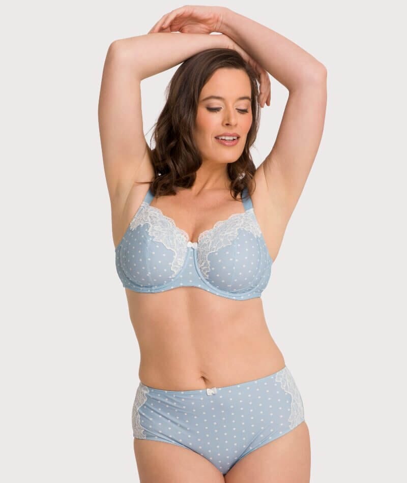 Ava & Audrey Jacqueline Full Brief with Lace - Blue/Ivory Knickers