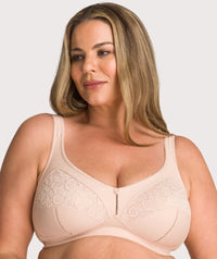 Ava & Audrey Sophia Cotton & Lace Wire-free Bra - Cappuccino