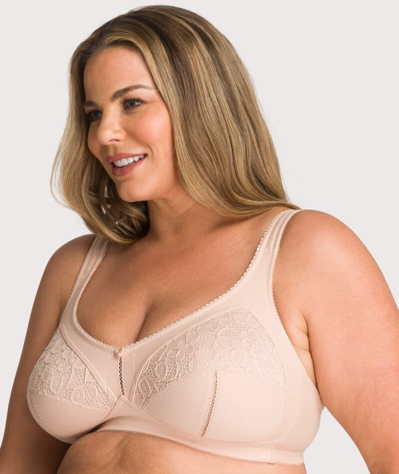 Ava & Audrey Sophia Cotton & Lace Wire-free Bra - Cappuccino