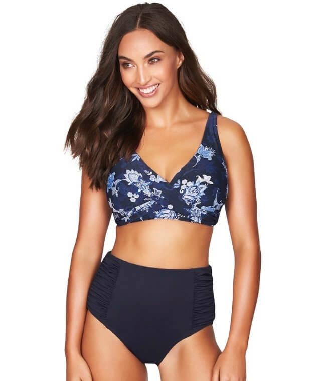 Sea Level Plains Gathered Side High Waist Brief - Night Sky Navy Swim