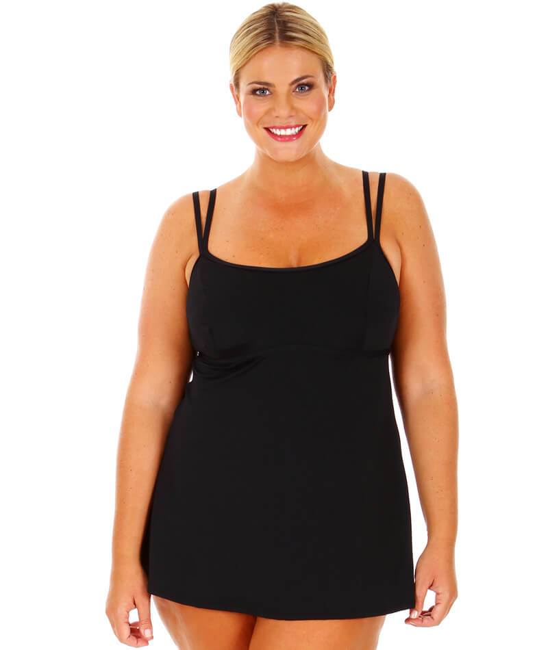 Capriosca Chlorine Resistant Swim Dress - Black - Curvy Bras Capriosca Chlorine Resistant Swim Dress - Black - Curvy Bras