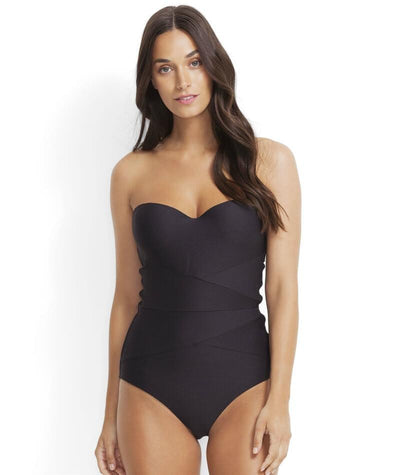 Miléa Mini Rib C-E Cup Bandeau Maillot One Piece Swimsuit - Nero Swim