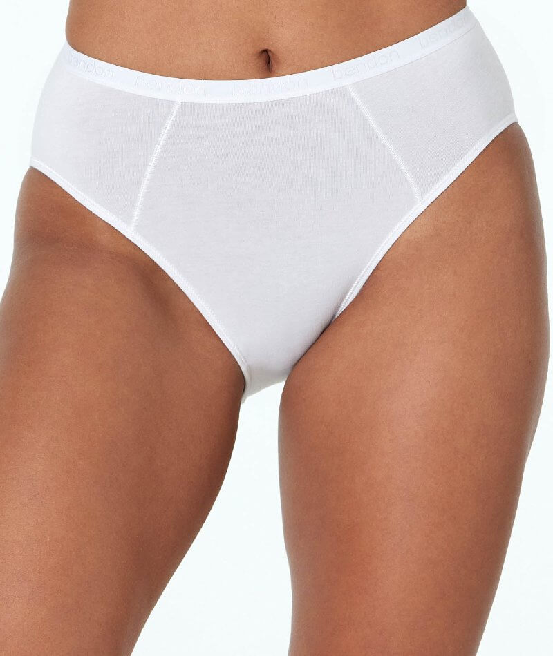 Bendon Body Cotton High Cut Brief - White - Curvy Bras