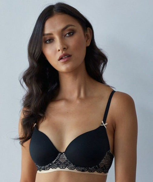 Me. by Bendon Geometric Lace Full Coverage Contour Bra - Black/Toasted -  Curvy Bras