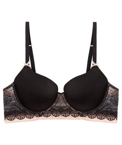 Me. by Bendon Geometric Lace Full Coverage Contour Bra - Black/Toasted Almond Bras