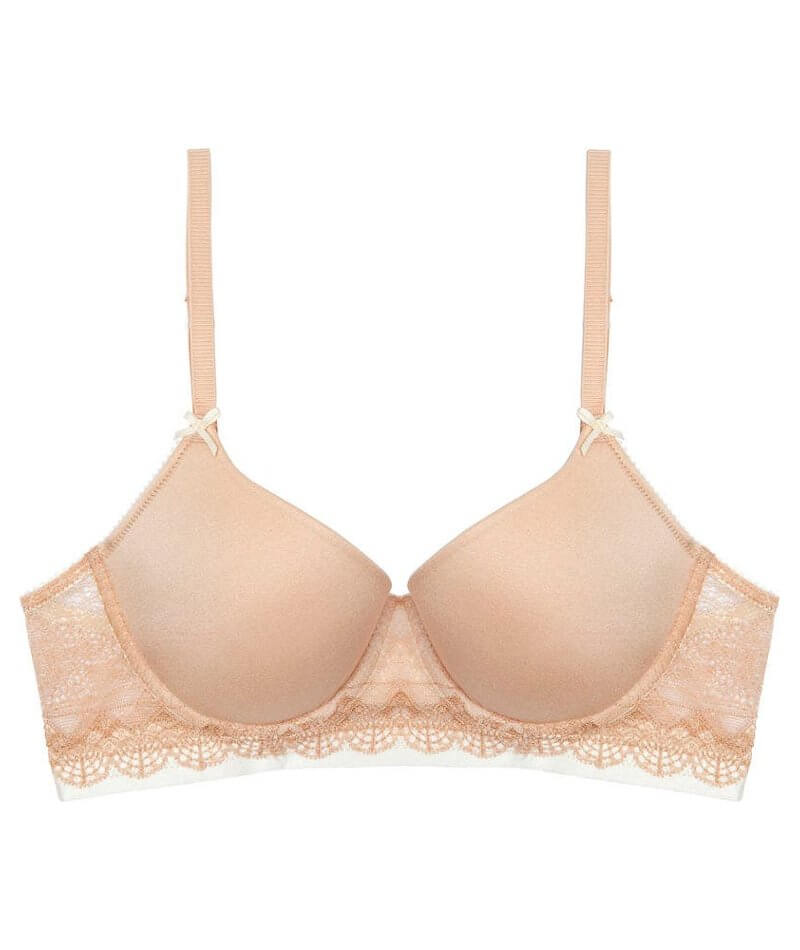 Me. by Bendon Geometric Lace Full Coverage Contour Bra - Toasted Almond/Pristine Bras