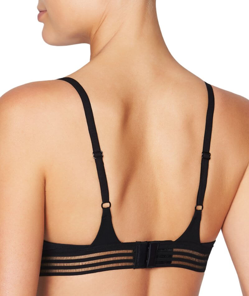 Me. by Bendon Stripe Elastic & Papertouch Demi Bra - Black - Curvy Bras