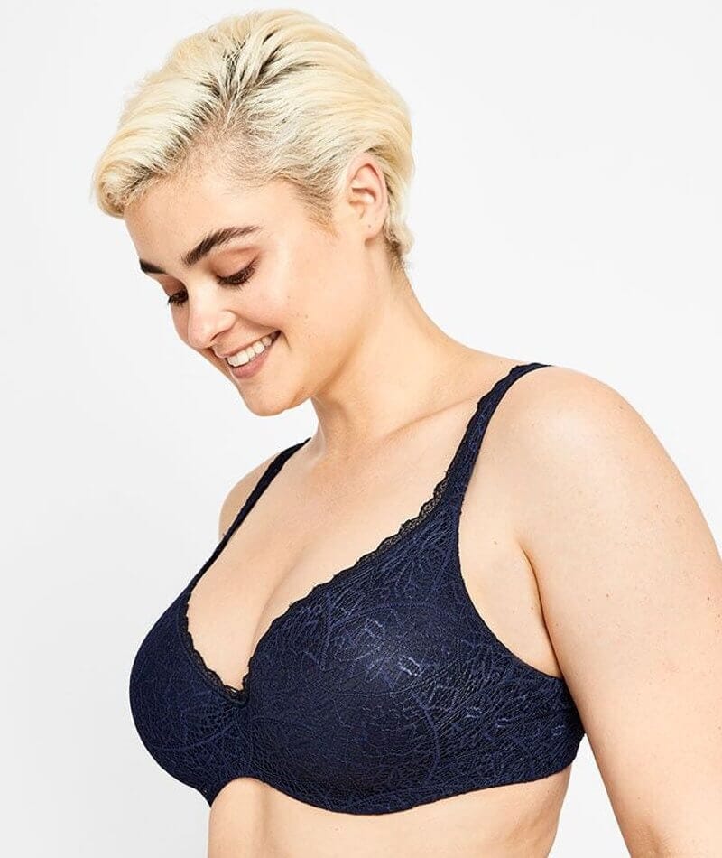 Berlei Barely There Lace Contour Bra - Navy - Curvy Bras