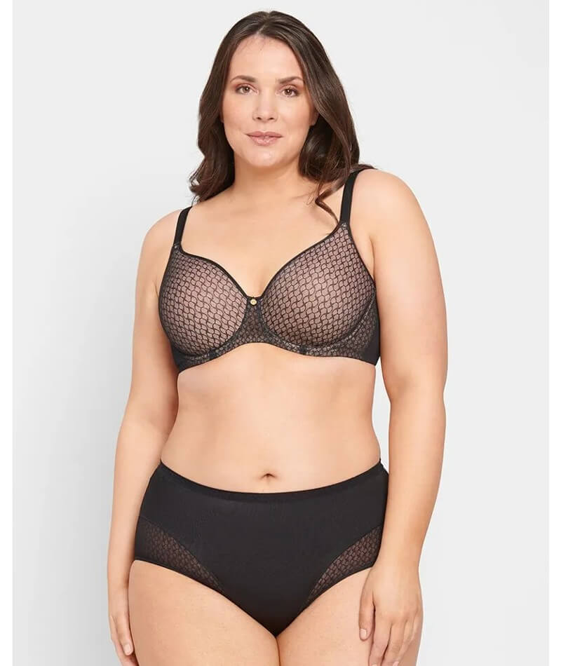 Berlei Lift & Shape T-Shirt Mesh Bra - Black - Curvy Bras